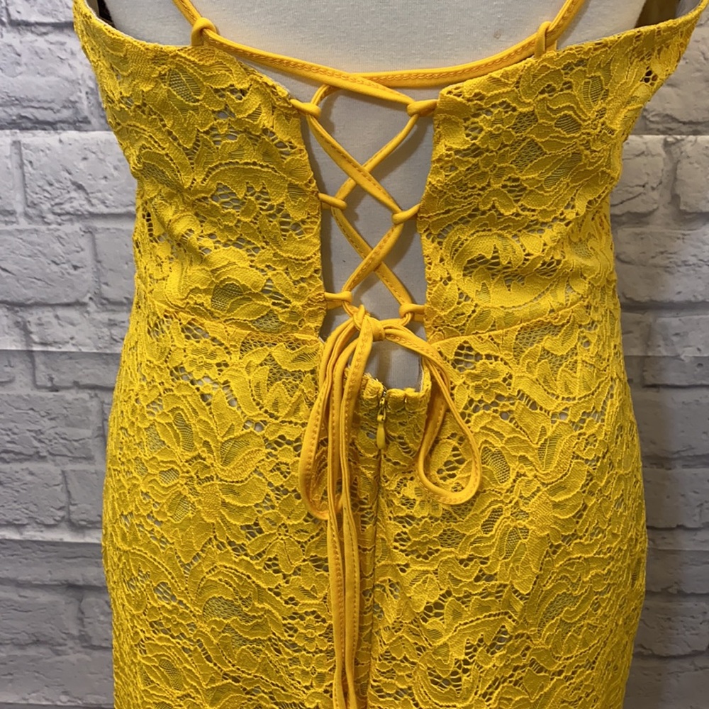 Yellow Lace Sexy Semi Formal Sundress Dress XL - Picture 2 of 6